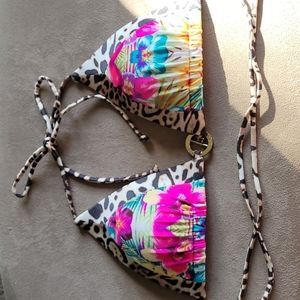 Victoria's Secret bikini top, cheetah floral print, S, light padding & push up